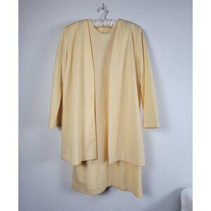 Jessica Howard Womens Yellow Knit Sweater Dress Cardigan Set Size Petite / 8